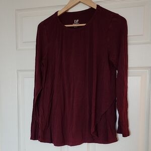 GAP Women's Maternity Burgundy Long Sleeve Tee